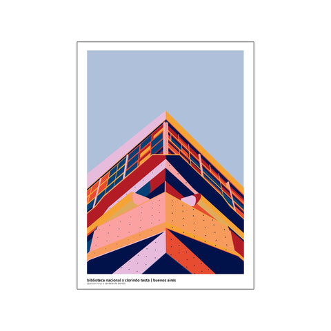 Biblioteca nacional corner - Red — Art print by posterHaus from Poster & Frame