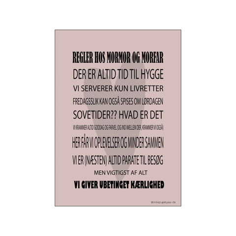 Regler hos mormor og morfar - rosa — Art print by MitDejligeHjem from Poster & Frame