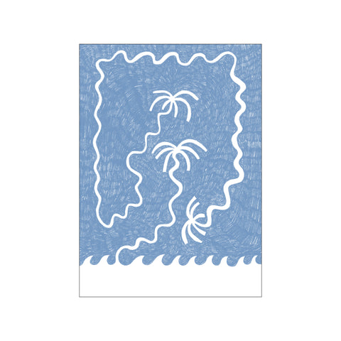 Palm Trees And Waves - Blue — Art print by Shatha Al Dafai from Poster & Frame