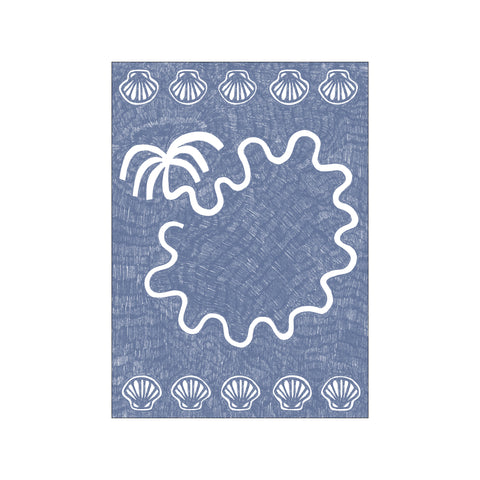 Shells And Palm Tree - Blue — Art print by Shatha Al Dafai from Poster & Frame