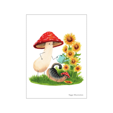 Watering the Sunflowers — Art print by Sigge Illustration from Poster & Frame