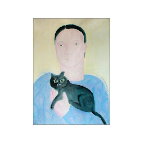 Boy Holdning a Cat — Art print by The Poster Club x Oamul from Poster & Frame
