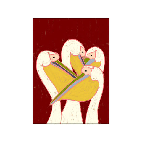 Pelicans of the Burgundy Sky — Art print by Uma Gokhale from Poster & Frame