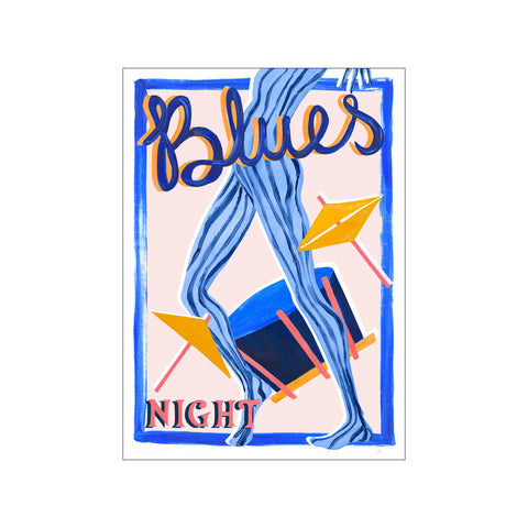 Blues Night-Blue and Pink Music Print — Art print by Violets Print House from Poster & Frame