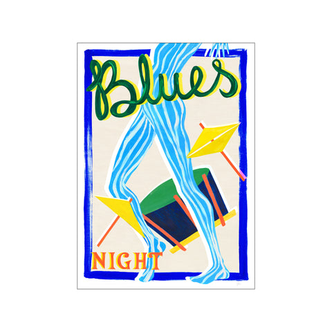 Blues Night Blue Green and Yellow Music Print — Art print by Violets Print House from Poster & Frame
