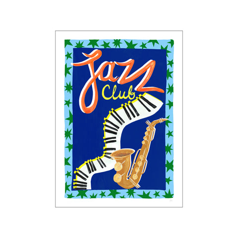 Jazz Club Blue and Orange Music Print — Art print by Violets Print House from Poster & Frame
