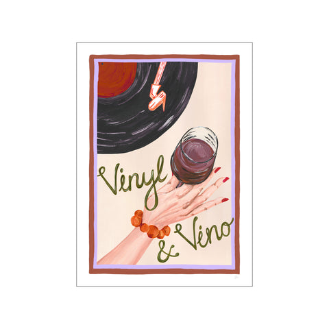 Vinyl & Vino Purple and Brown Music Print — Art print by Violets Print House from Poster & Frame