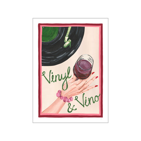 Vinyl & Vino Red and Green Music Print — Art print by Violets Print House from Poster & Frame