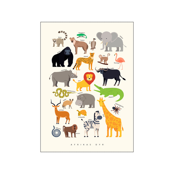 Afrikas dyr – Børneplakat — Art print by Citatplakat from Poster & Frame