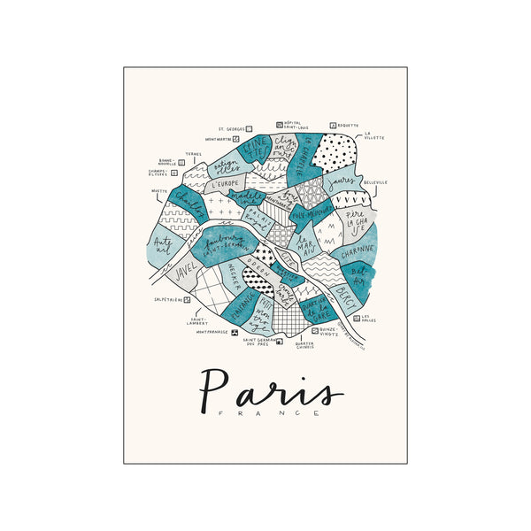 Aleisha - Neighborhood Map - Paris Blue — Art print by PSTR Studio from Poster & Frame