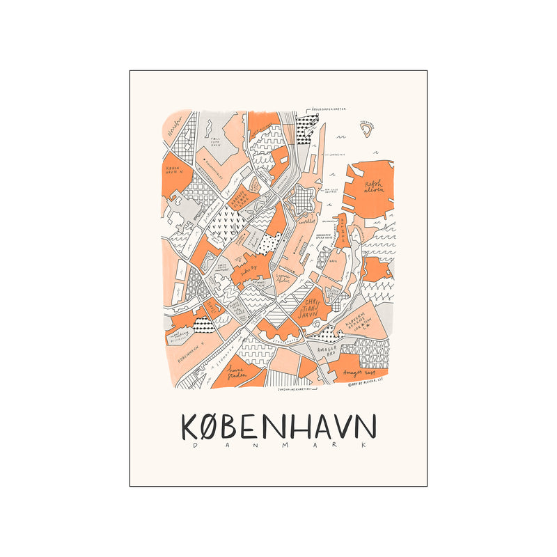 Aleisha - Neighborhood Map - Copenhagen Orange — Art print by PSTR Studio from Poster & Frame