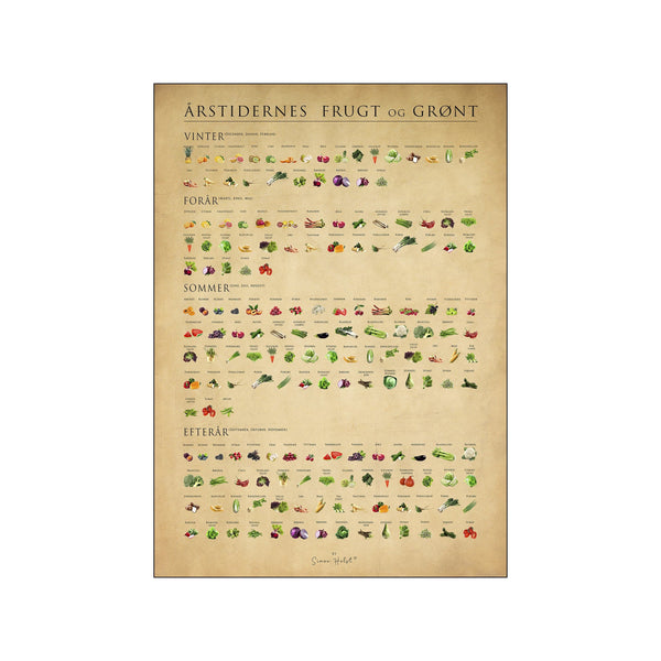 Årstidernes frugt og grønt, papir — Art print by Simon Holst from Poster & Frame