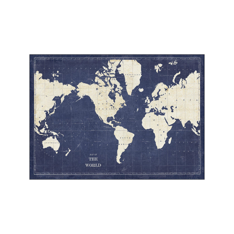 Blueprint World Map — Art print by Wild Apple from Poster & Frame