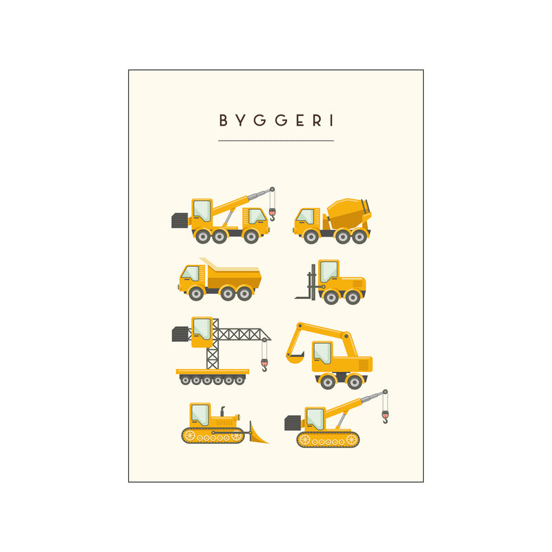 Byggeri maskiner – Børneplakat — Art print by Citatplakat from Poster & Frame
