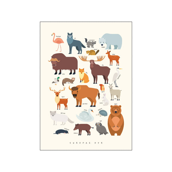 Europas dyr – Børneplakat — Art print by Citatplakat from Poster & Frame