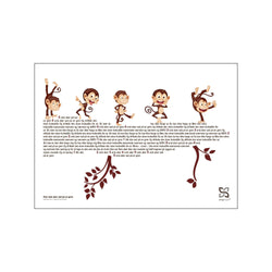 Fem små aber sad på en gren — Art print by Songshape from Poster & Frame
