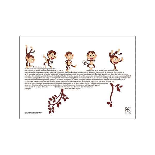 Fem små aber sad på en gren — Art print by Songshape from Poster & Frame