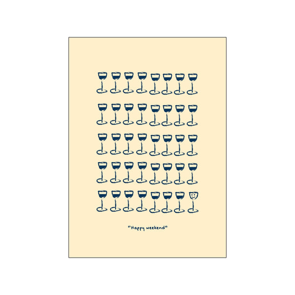 Happyweekend Yellow/Navy — Art print by Life of van Dijk from Poster & Frame