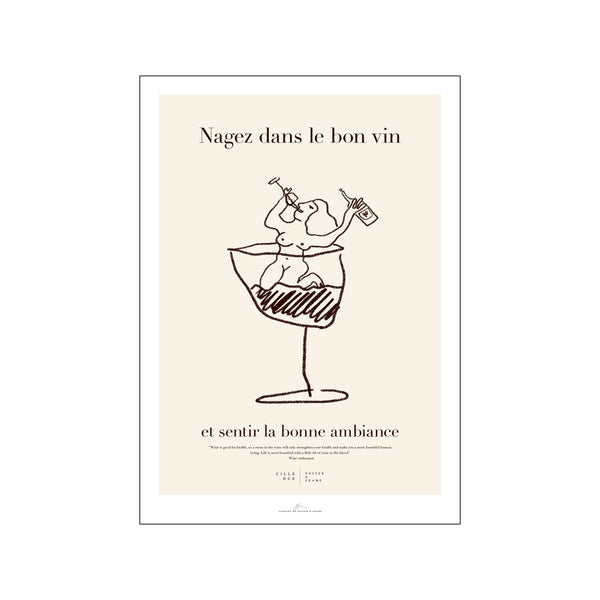 Nagez dans le bon vin — Art print by Cille Due x Poster & Frame from Poster & Frame