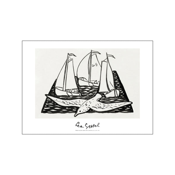 Three sailing ships and a seagull — Art print by Leo Gestel from Poster & Frame