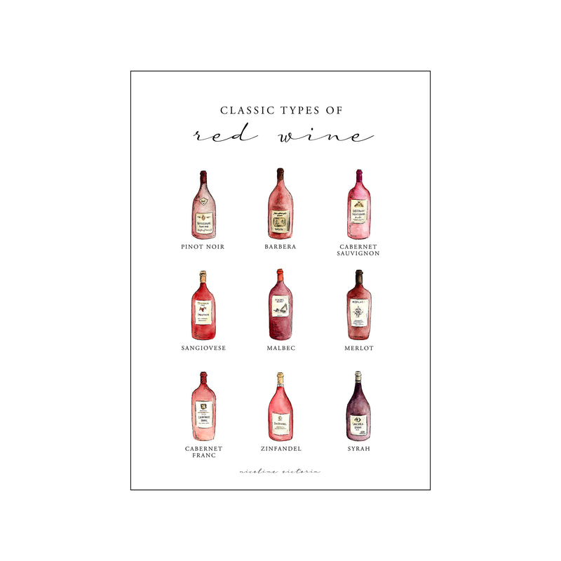 Classic red wines — Art print by Nicoline Victoria from Poster & Frame