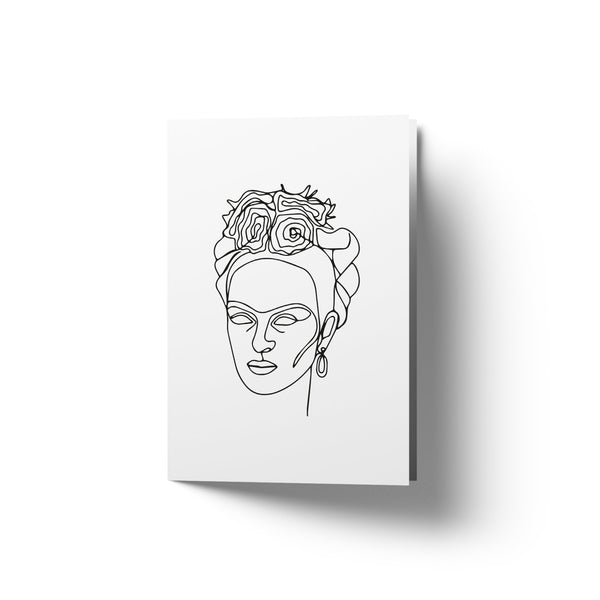 Frida Kahlo face in one line - Art Card