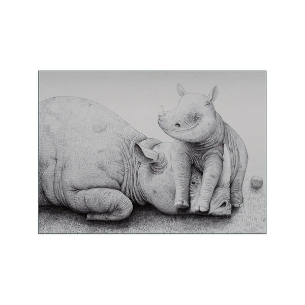 Rhino With Cub — Art print by Morten Løfberg from Poster & Frame