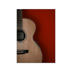 Fotoplakat – Akustisk guitar med rød baggrund — Art print by Songshape from Poster & Frame