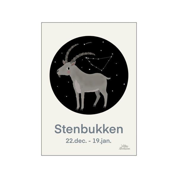 Stenbukken Blå — Art print by Willero Illustration from Poster & Frame