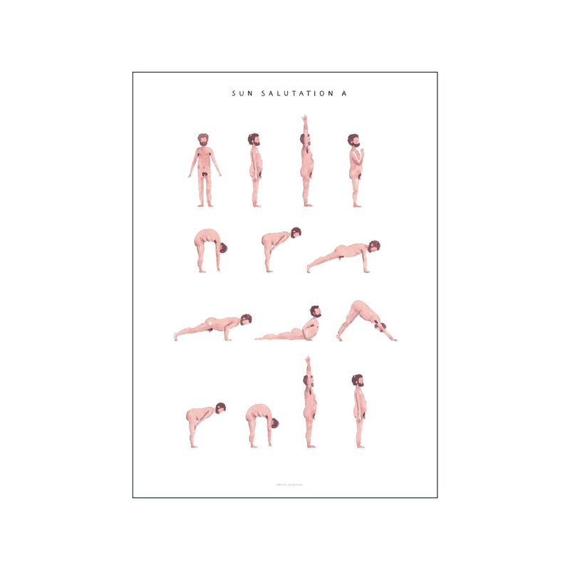 Sun Salutation A Man Pink — Art print by Yoga Prints from Poster & Frame