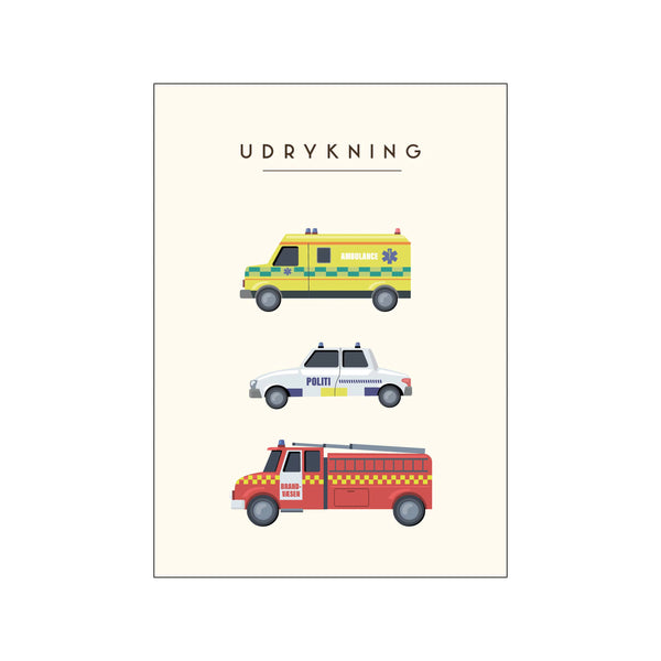 Udrykningsbiler – Børneplakat — Art print by Citatplakat from Poster & Frame