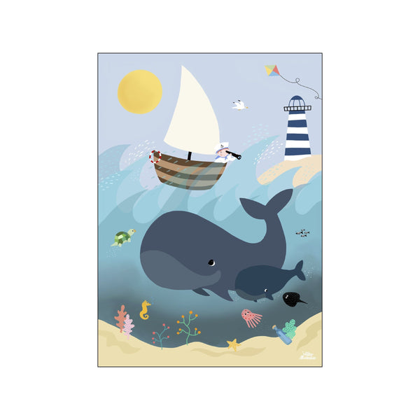 Whales and Waves — Art print by Willero Illustration from Poster & Frame