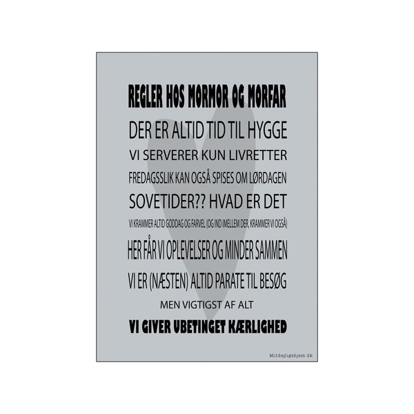 Regler hos mormor og morfar - grå — Art print by MitDejligeHjem from Poster & Frame
